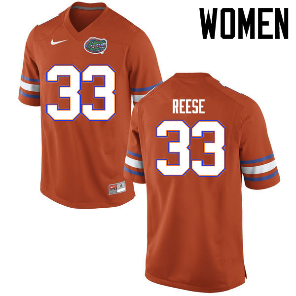Women Florida Gators #33 David Reese College Football Jerseys Sale-Orange